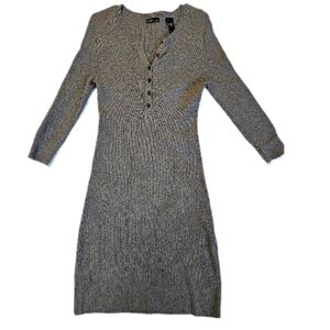Gray Sweater Dress 3/4 Sleeves - Medium